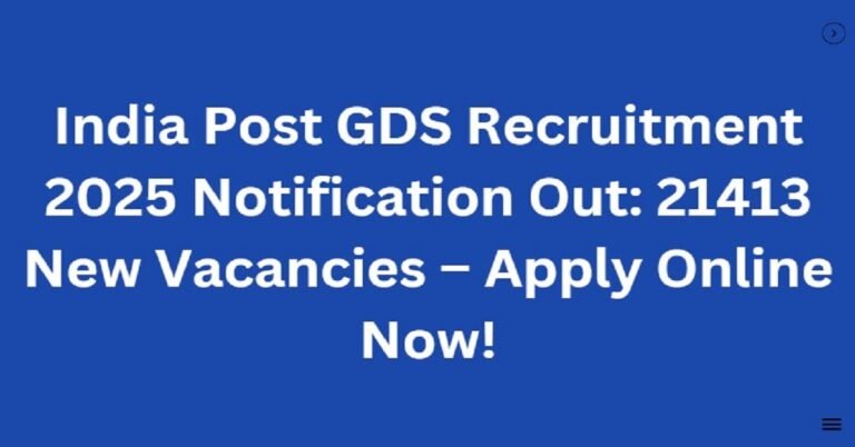 India Post GDS Recruitment 2025 Notification Out